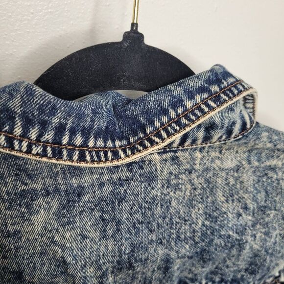 Elton John Denim Grunge Acid Wash Oversized Jean Jacket Size X Small - Picture 7 of 7
